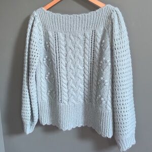 LoveShackFancy Vyoma Pullover Alpaca Sweater in Sparkling Brook Blue NWOT Medium